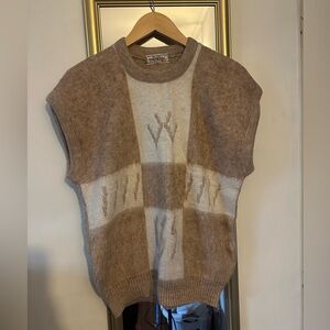 100% Wool Tan and Cream Sweater Vest